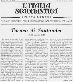 Artículo de Enrico Paoli, aparecido en L’Italia Scacchistica del I Gran Torneo Internacional de Ajedrez Santander 1958