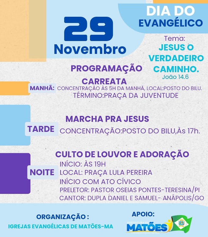 Matões se prepara para comemorar o Dia do Evangélico nesta quarta-feira (29); confira