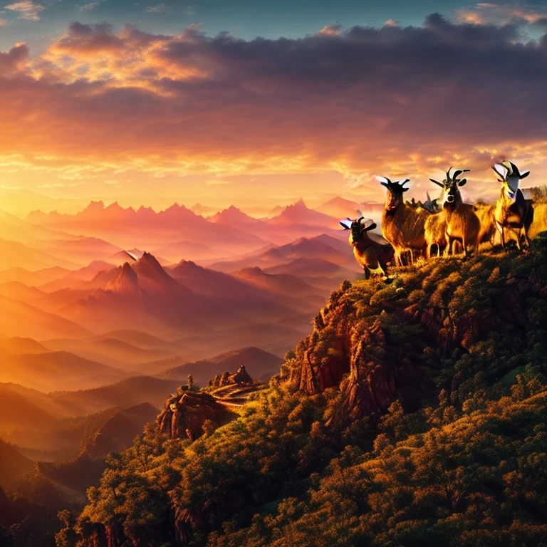 Ai Art A Herd of Goats at a Valley generated by PQCblog via Leonardo.ai
