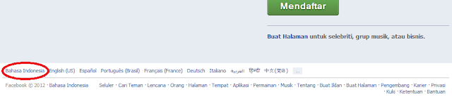 mengubah bahasa di facebook