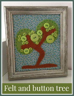 Green felt and button tree framed picture craft