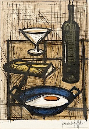 Bernard Buffet (1928-1999), Nature morte avec œuf au plat, Collection privée