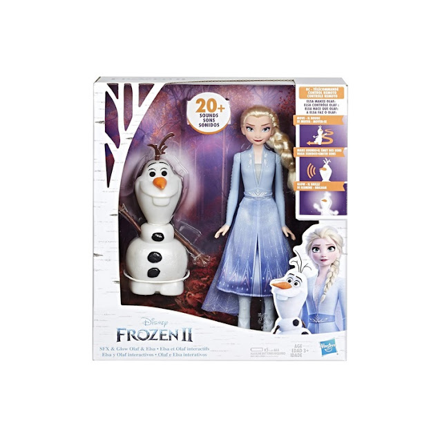 Poupée Disney La Reine des Neiges 2 : Elsa et Olaf interactifs, en boîte.