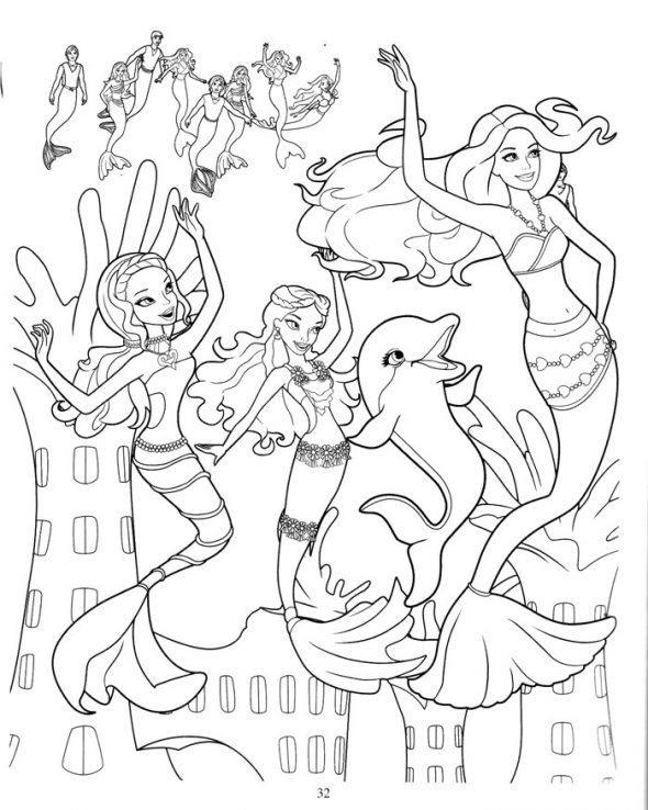  Barbie Mermaid Coloring Page 1