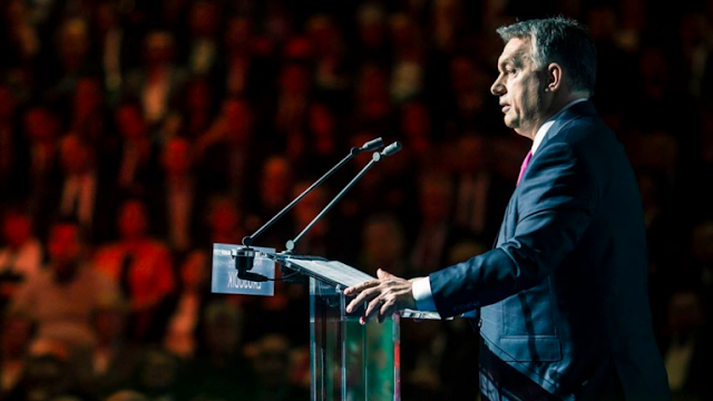 Prime Minister Viktor Orbán speaking at the "State of the Nation" address.