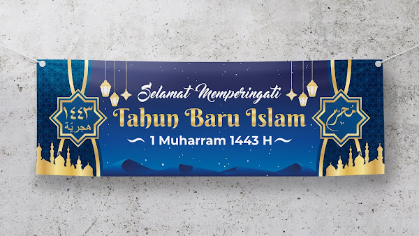 Spanduk Banner Ucapan Selamat Tahun Baru Islam 1443 H Free Cdr