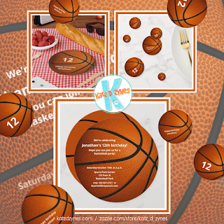 basketball party invitations table decor - kids sports themed party ideas