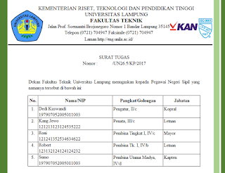 Aplikasi Excel Contoh Surat Tugas