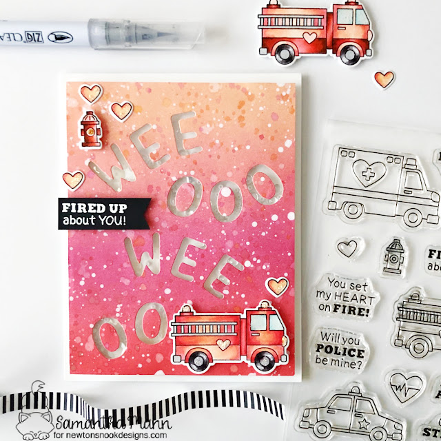 Ambulance Valentine card by Samantha Mann | Love Emergency Stamp Set and Essential Alphabet Die Set by Newton's Nook Designs