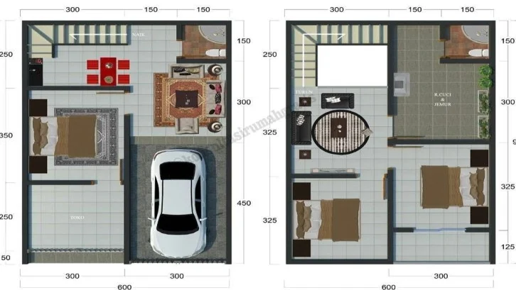 21 Denah Rumah Type 36 Untuk 1 Dan 2 Lantai Rumah Com