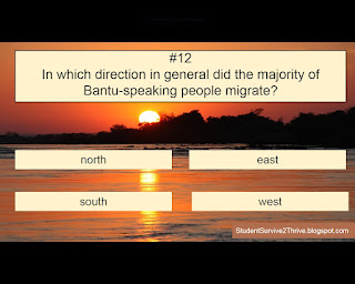 In which direction in general did the majority of Bantu-speaking people migrate? Answer choices include: north, east, south, west