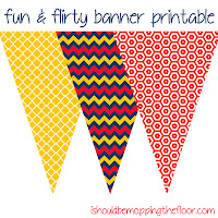 Free Fun and Flirty Printable Banner. Print as many as you like to create the length you desire. Fun colors in trendy graphic patterns. #freeprintables, #printablebanner, #trendypatterns