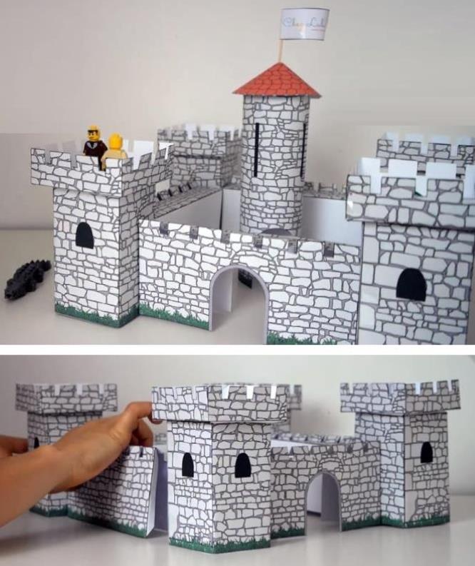 PAPERMAU: A Lego Size Medieval Castle Paper Model For Kids - by Chez Lulu