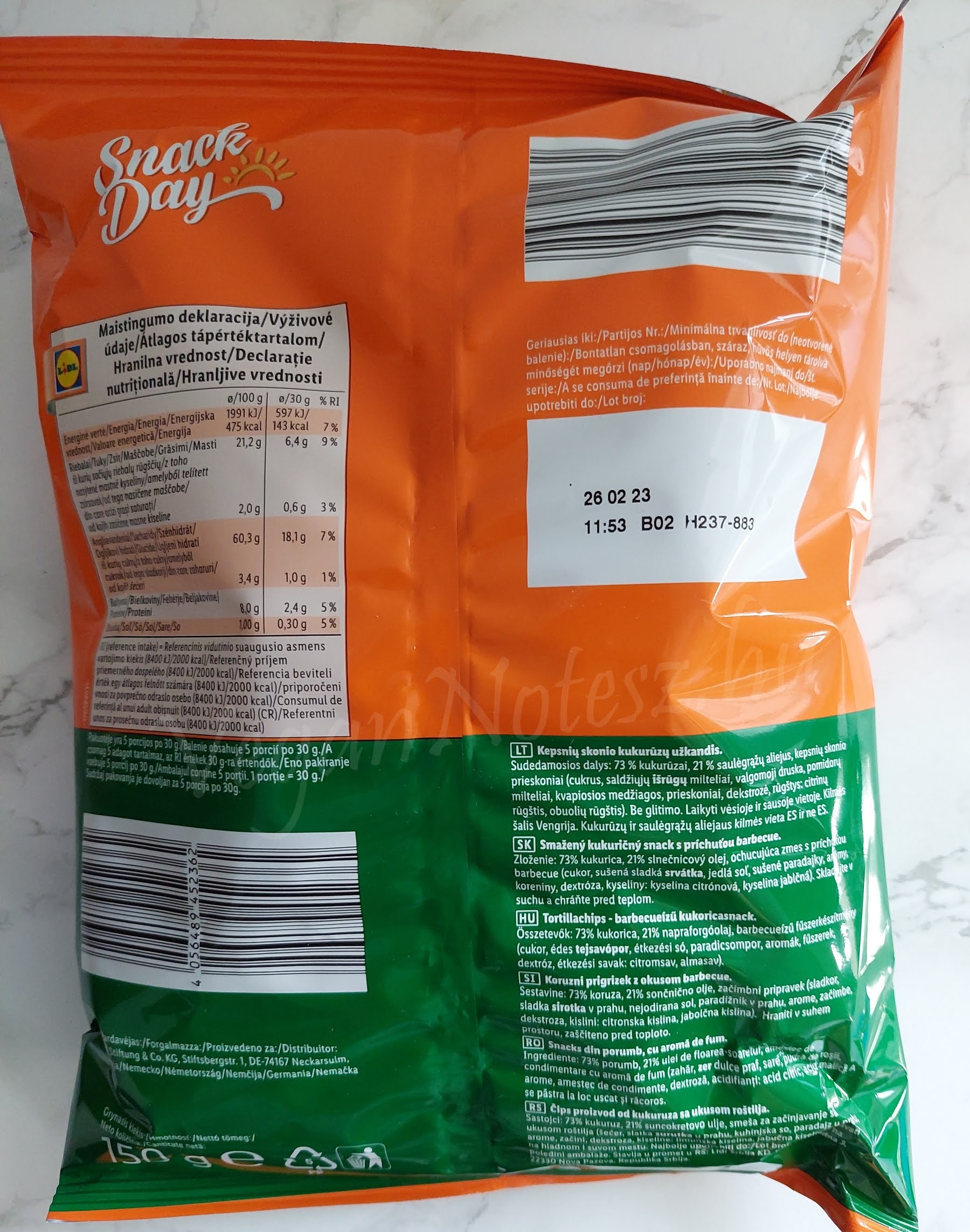 megváltozott terméktesztek: (Lidl) Day chips receptek, Már vegán VeganNotesz.hu összetevők: - vegán Tortilla Barbecue nem - Snack