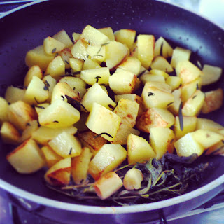 Roasted potatoes with garlic, sage, rosemary and thyme