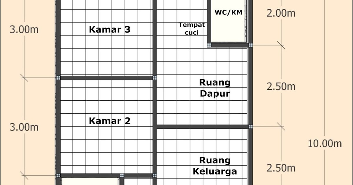 Desain Denah  Rumah  Ukuran  6x10  3  Kamar  Tidur  Denahose