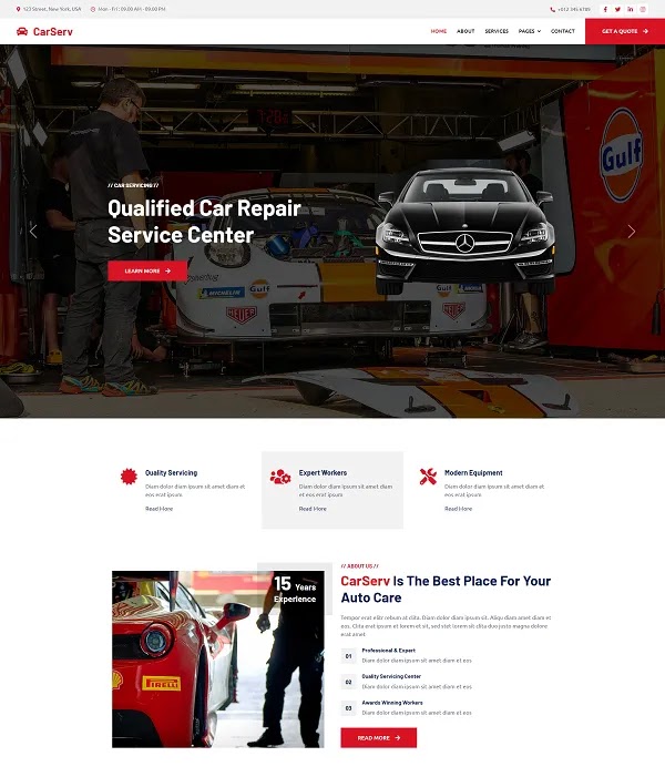 Free CarServ – Car Repair HTML Template Download