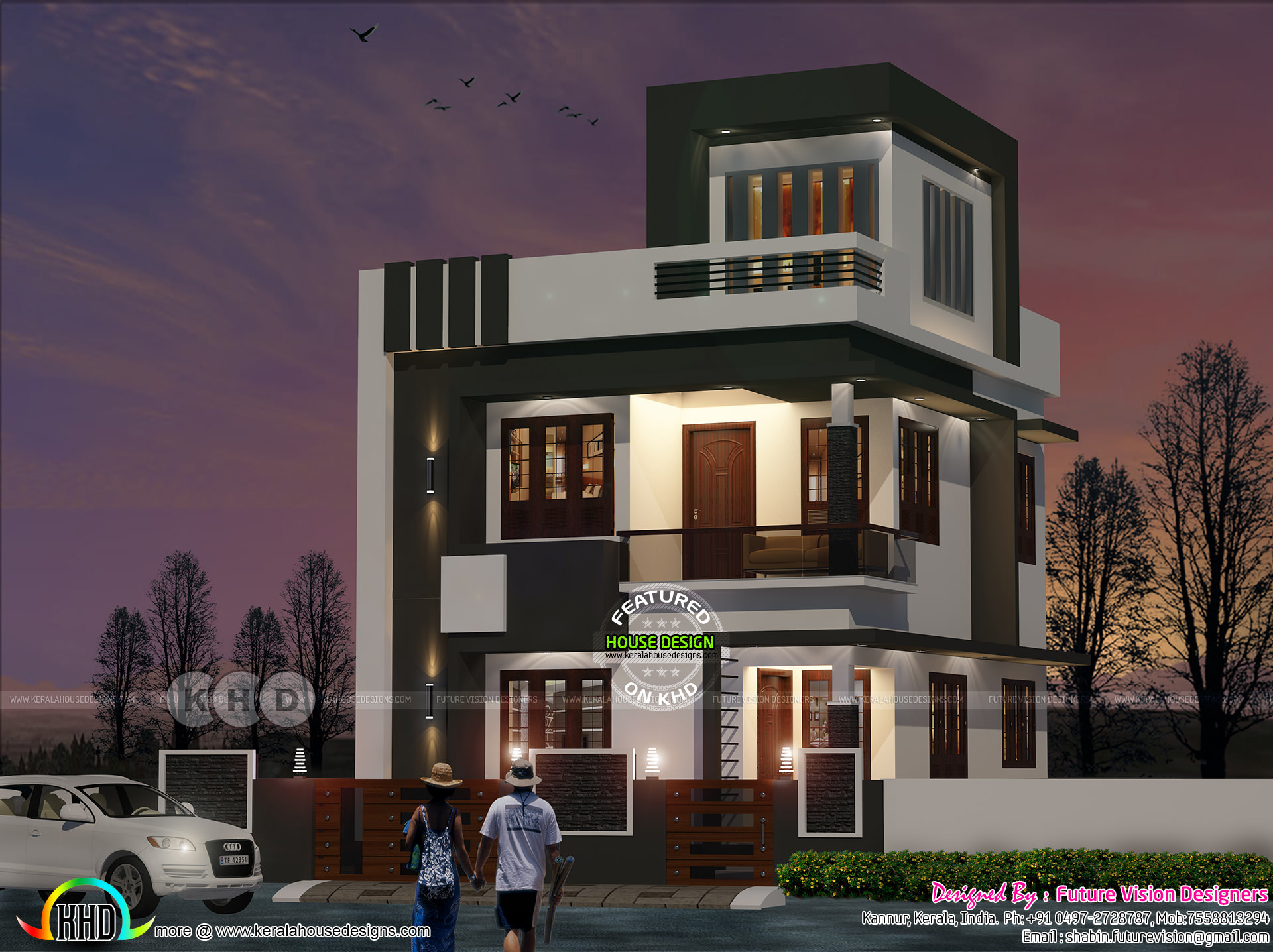 Contemporary style 2 storied house  at Kannur in 2 5  cent  