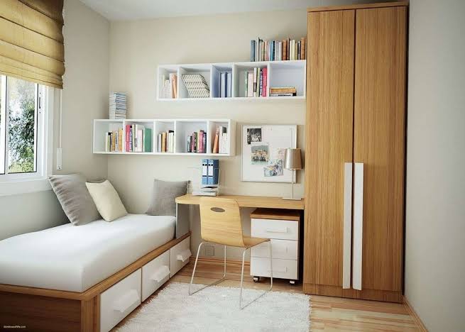 Interior with furniture with a tall wardrobe
