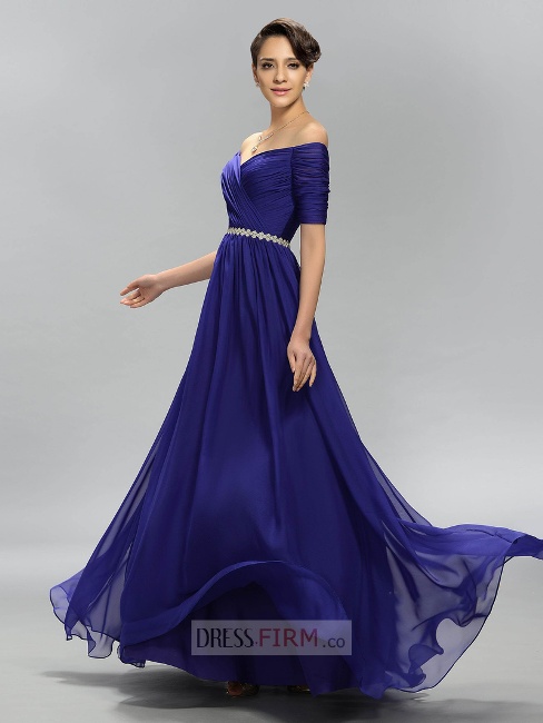 2017 New Style Charming A-Line Off the Shoulder Empire Pleats Gowns / Dresses For Evening- Price:£ 94.00