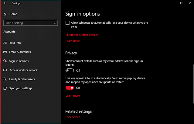 Windows 10 Account Settings