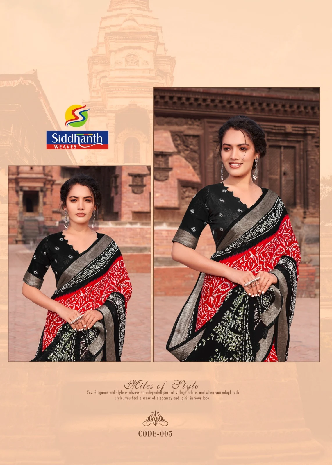 Red & Black Special Edition Siddhanth Linen Sarees