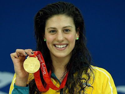 Stephanie Rice with gold medal