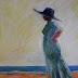 Beach Thinking, Figurative Paintings  by Arizona Artist Amy Whitehouse