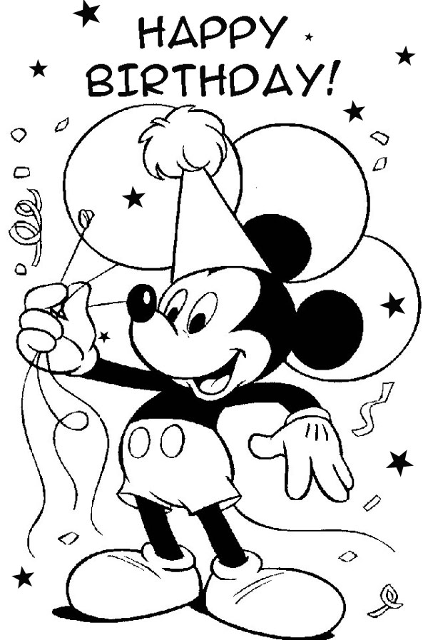 Birthday Cake Coloring Picture. Happy Birthday Coloring Pages
