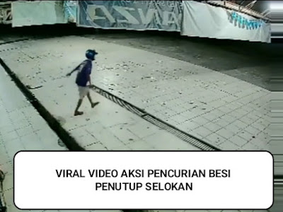 Viral Video Aksi Pencurian Besi Penutup Selokan di Pekanbaru