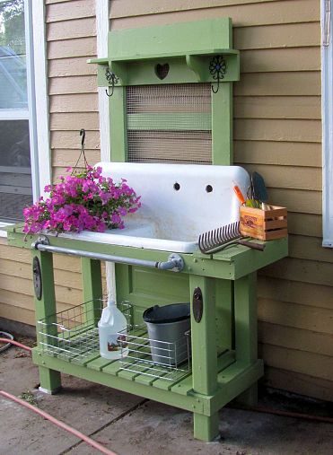 love a potting bench with an old sink added! by Lori J via Hometalk