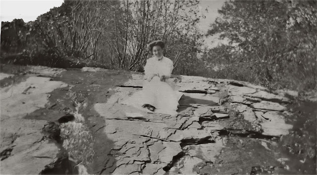 Unknown Woman in White in the Woods from Smith Photo Album, abt 1917