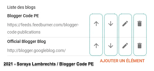 Personnaliser la liste de blogs dans le panneau de configuration du gadget BlogList.