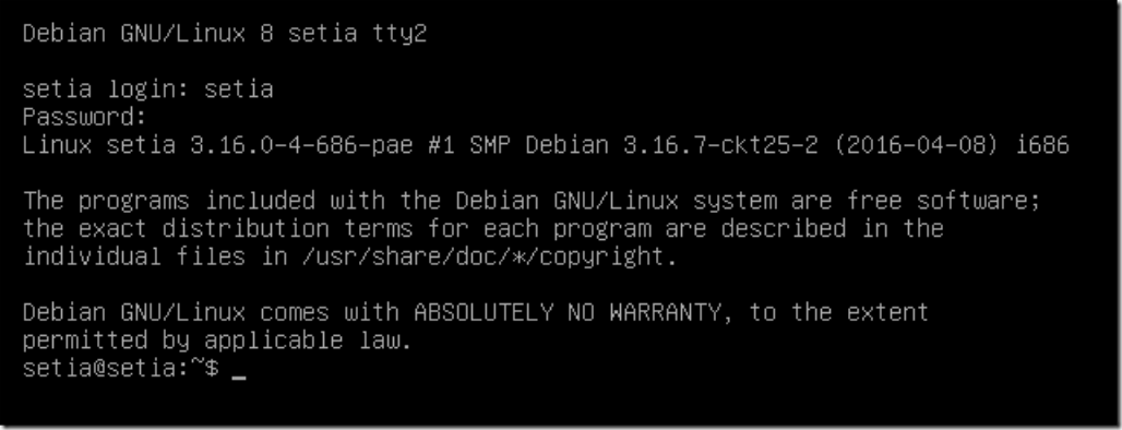 Login pada Debian