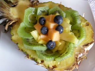 Fruit salad  in the pineapple