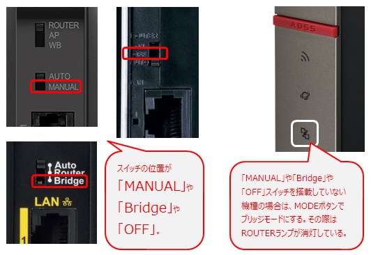 手動でルータ機能をOFFにしてブリッジモードで動作させているケース