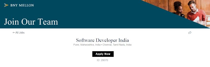 BNY Mellon Hiring Software Developer | B.E/B.Tech | Experience: 0-3 Years | Any Batch | Location: Pune/Chennai