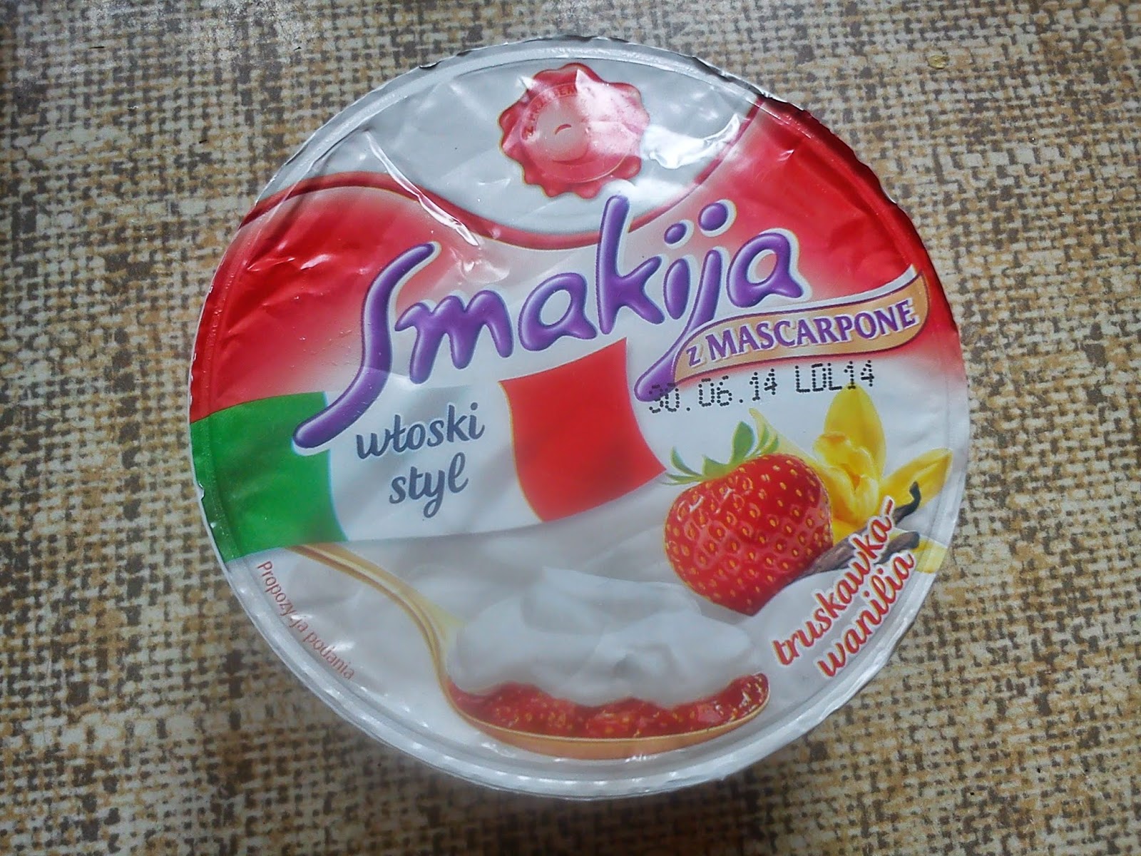 Smakija włoski styl z mascarpone truskawka-wanilia   Łagodny deser jogurtowych z mascarpone,truskawkami i wanilią