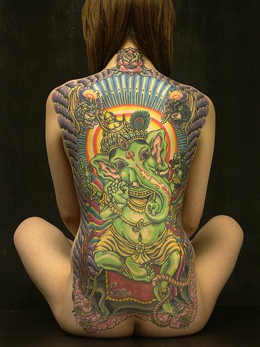 best ganesha tattoo on back body women