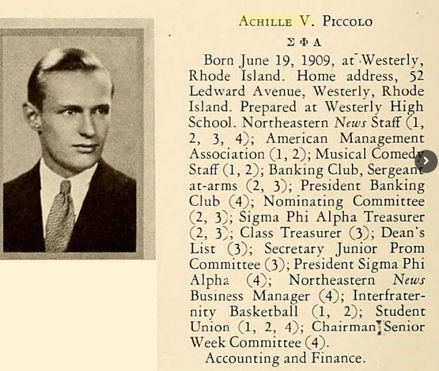 Achille V. Piccolo Jr Westerly RI college yearbook 1930