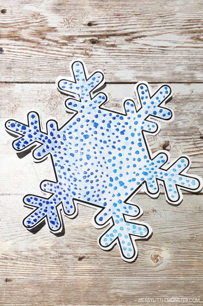 snowflake pointillism art for kids