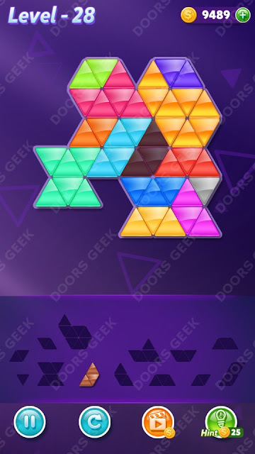 Block! Triangle Puzzle Champion Level 28 Solution, Cheats, Walkthrough for Android, iPhone, iPad and iPod