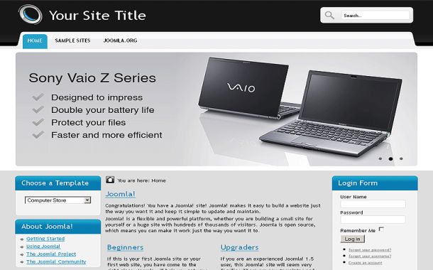 Free Joomla 1.7 Grunge Gray Computers Theme Template