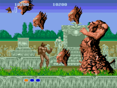 La transformation classique en loup-garou dans Altered Beast sur megadrive