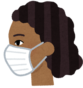 マスクを付けた人の横顔のイラスト（黒人女性）