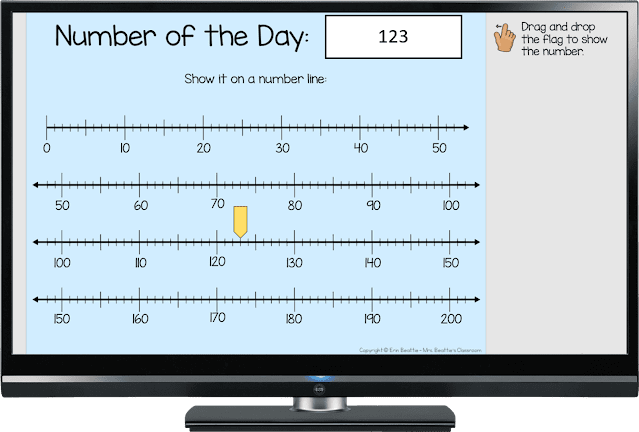 Photo of calendar resource number of the day number line activity