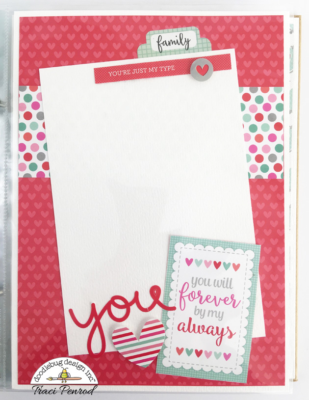 Sweet Things Valentine Scrapbook Album Page with hearts and polka dots