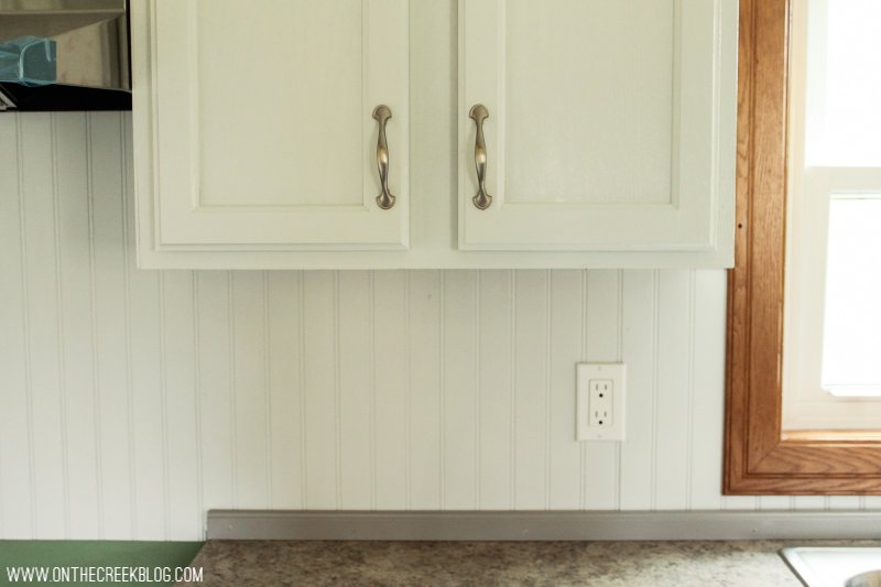 Completed beadboard kitchen backsplash with farmhouse charm! | on the creek blog // www.onthecreekblog.com