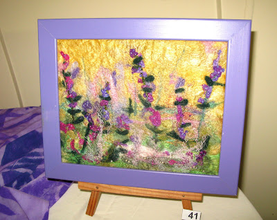 Purple Sage needlefelted with silk and wool fibres and embroidered