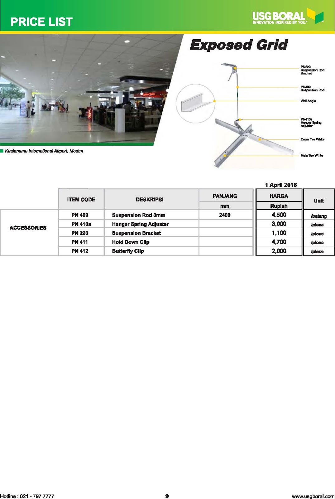 Daftar Harga Gypsum Jayaboard  dan Accessories di Malang 